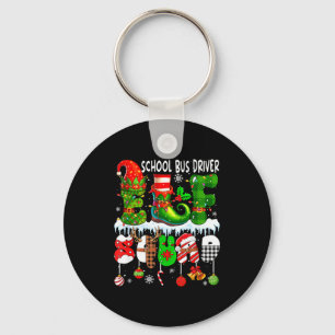 School Bus Driver Elf Squad Xmas Colorful Elf Hat  Keychain