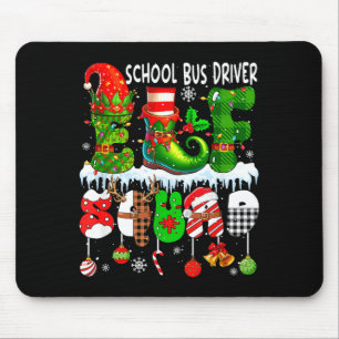 School Bus Driver Elf Squad Xmas Colorful Elf Hat  Mouse Pad