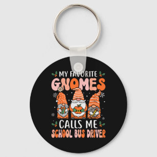 School Bus Driver Funny Christmas Gnomes Bus Drive Keychain