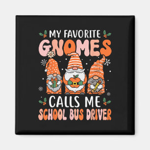 School Bus Driver Funny Christmas Gnomes Bus Drive Magnet