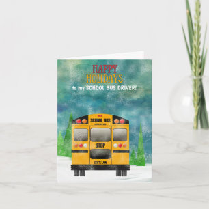 School Bus Driver Happy Holidays Thank you Card