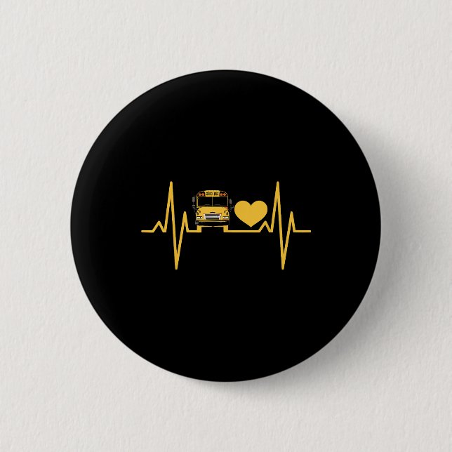 School Bus Driver Heartbeat  2 Inch Round Button (Front)