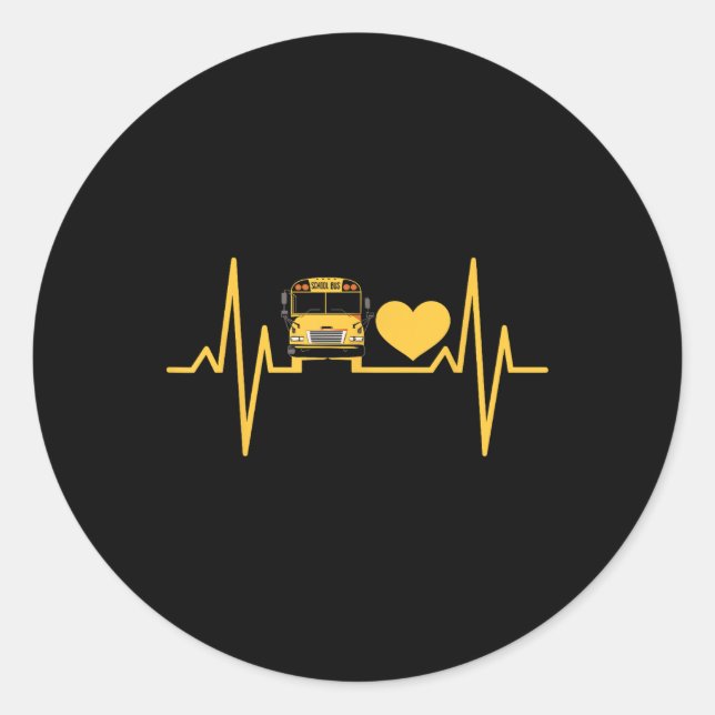 School Bus Driver Heartbeat  Classic Round Sticker (Front)