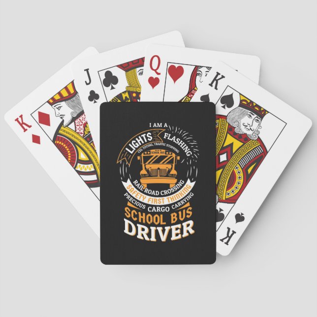 School Bus Driver Lights Flashing Playing Cards (Back)