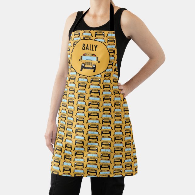 School Bus Driver Personalized Yellow Patterned Apron (Insitu)