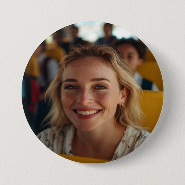 School Bus Driver Photo Customize 3 Inch Round Button (Front)