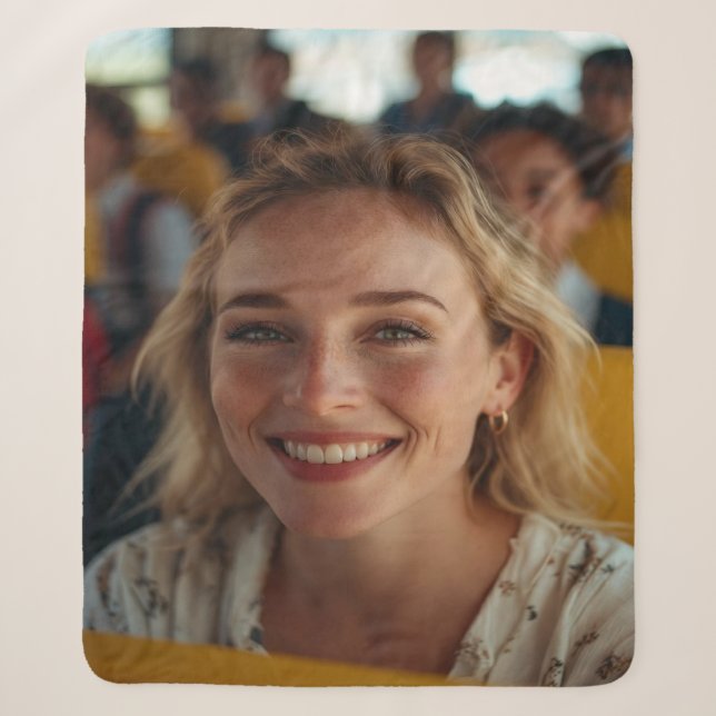 School Bus Driver Photo Customize Sherpa Blanket (Front)