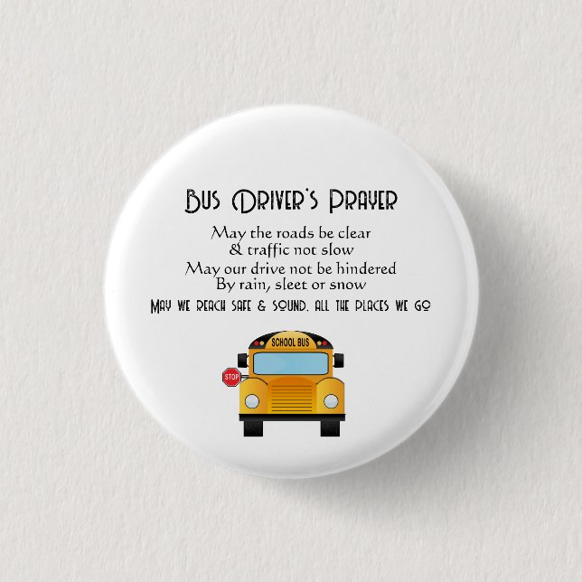 School Bus Driver Prayer 1 Inch Round Button (Front)