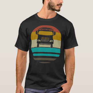 School Bus Driver Retro Sun T-Shirt