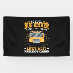 School Bus Driver Safely Delivering Banner
