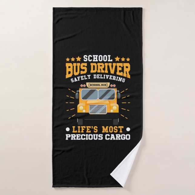 School Bus Driver Safely Delivering Bath Towel (Bath Towel)