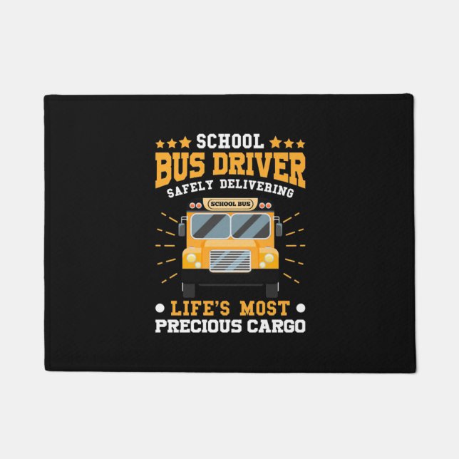 School Bus Driver Safely Delivering Doormat (Front)
