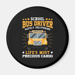 School Bus Driver Safely Delivering Magnet