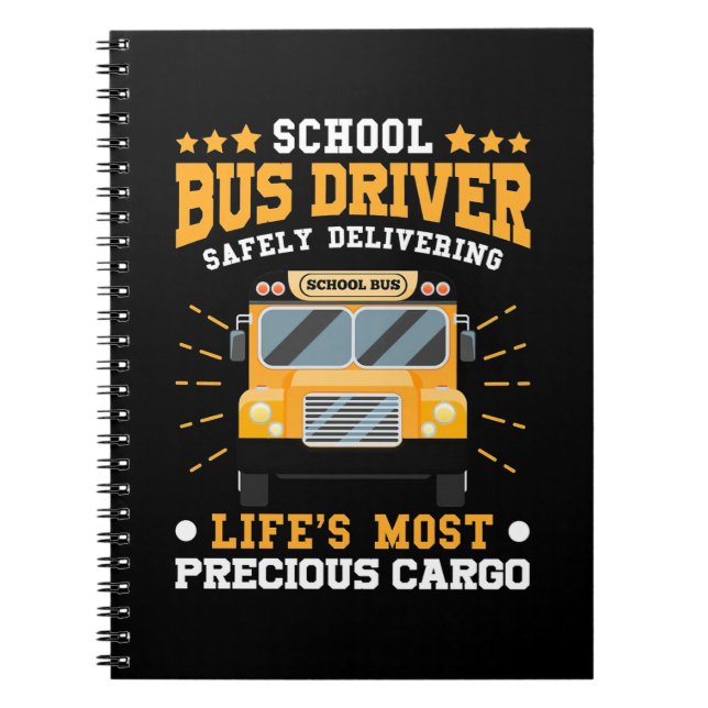 School Bus Driver Safely Delivering Notebook (Front)