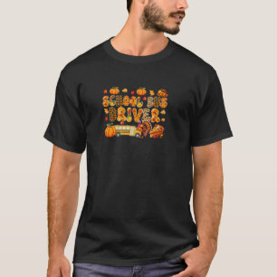 School Bus Driver Thanksgiving Turkey Leopard Fall T-Shirt