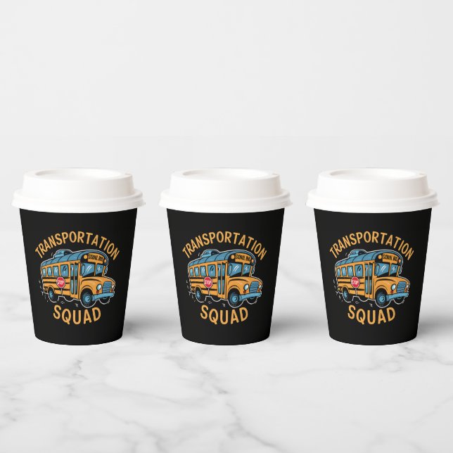 School Bus Driver Transportation Squad Paper Cups (Multi)