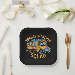 School Bus Driver Transportation Squad Paper Plate