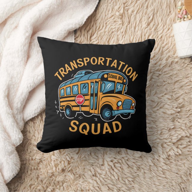 School Bus Driver Transportation Squad Throw Pillow (Blanket)