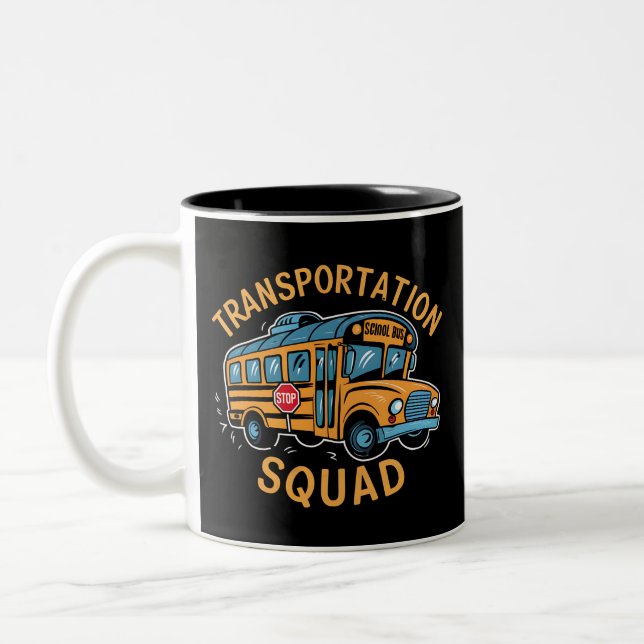 School Bus Driver Transportation Squad Two-Tone Coffee Mug (Left)