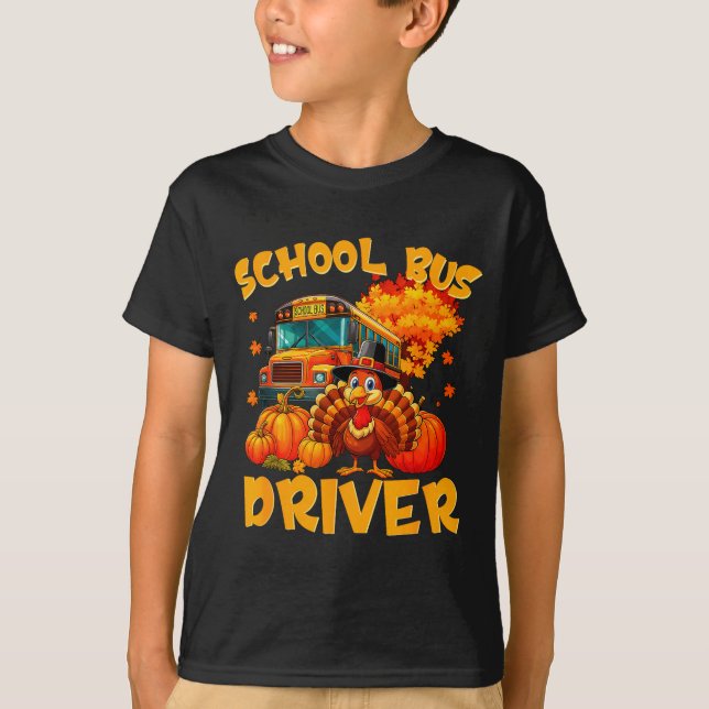 School Bus Driver Turkey Thanksgiving Gift  T-Shirt (Front)