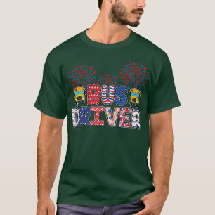 School Bus Driver Usa American Flag 4th of July Pa T-Shirt