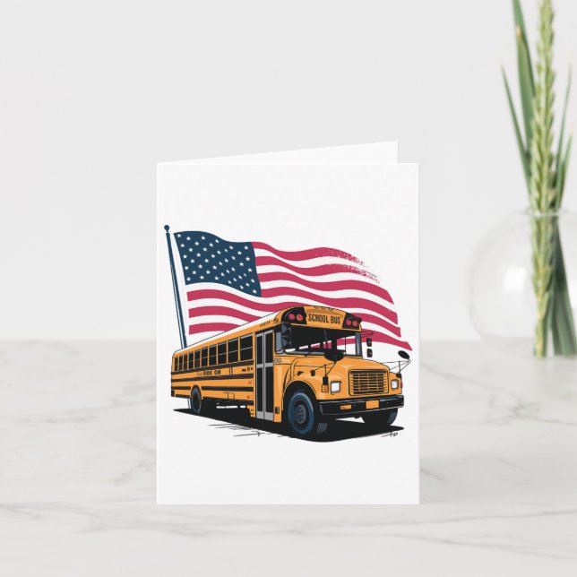 School Bus Driver Usa Flag  Card (Front)
