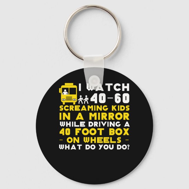 School Bus Driver Watch Kids Mirror Driving Keychain (Front)