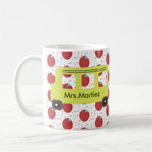 School Bus Driver Yellow Apple Pattern Coffee Mug
