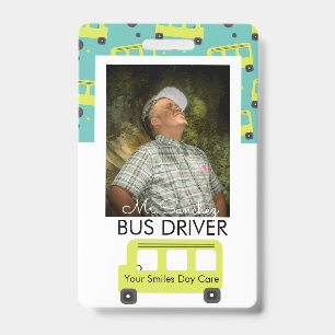 School Bus Driver Yellow Confetti Day Care Badge
