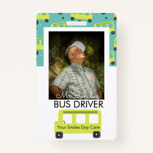 School Bus Driver Yellow Confetti Day Care Badge