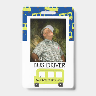 School Bus Driver Yellow Confetti Day Care Badge