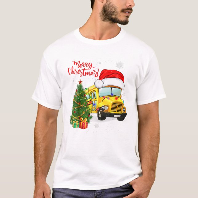School Bus Drivers Santa Hat T-Shirt (Front)