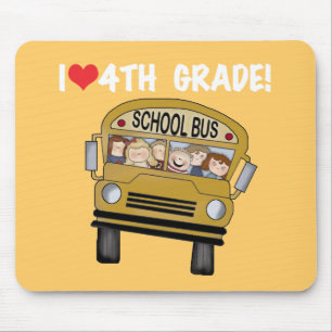 School Bus I Love 4th Grade Mouse Pad