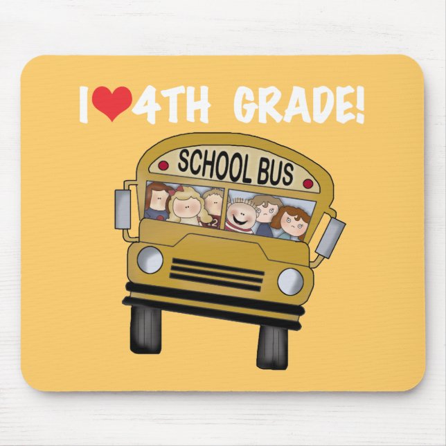 School Bus I Love 4th Grade Mouse Pad (Front)
