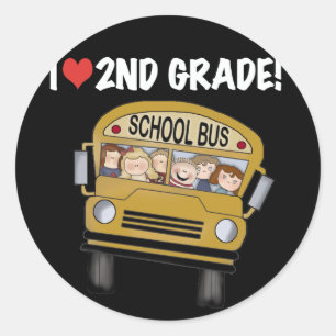 School Bus Love 2nd Grade Classic Round Sticker