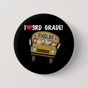 School Bus Love 3rd Grade 2 Inch Round Button