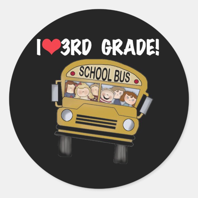 School Bus Love 3rd Grade Classic Round Sticker (Front)