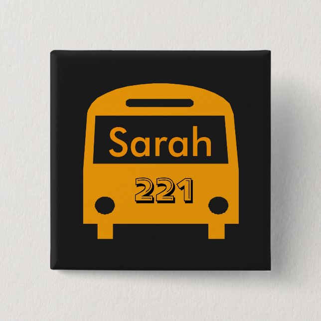 School Bus Name Tag Button (Front)