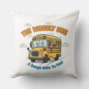 School Bus Nursery Decor-The Wobbly Bus Throw Pillow