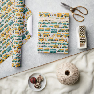 School Bus Pattern Wrapping Paper