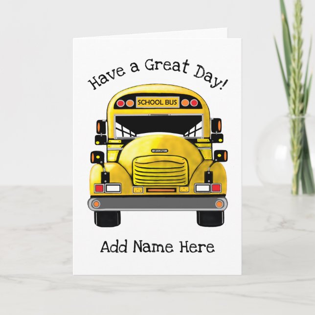School Bus Personalized Greeting Card (Front)
