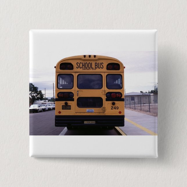School Bus Picture 2 Inch Square Button (Front)