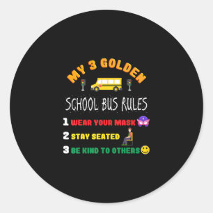 School Bus Rules For Students Funny School Bus Classic Round Sticker