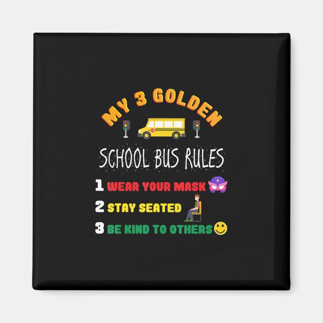 School Bus Rules For Students Funny School Bus Magnet (Front)