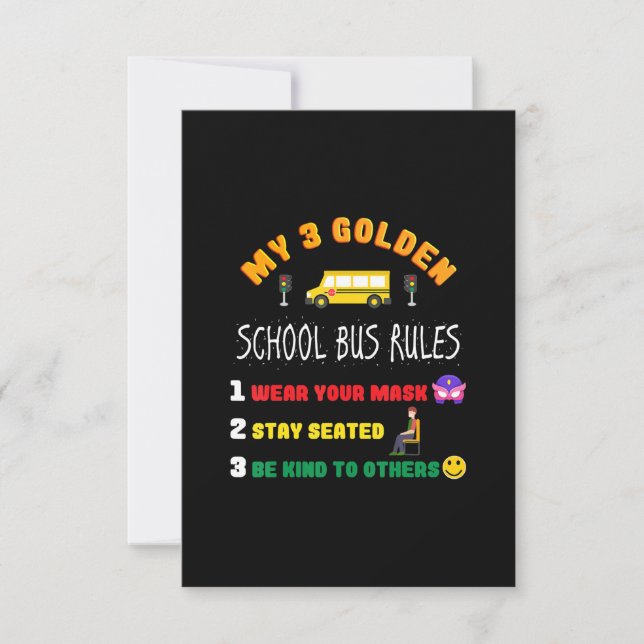 School Bus Rules For Students Funny School Bus RSVP Card (Front)