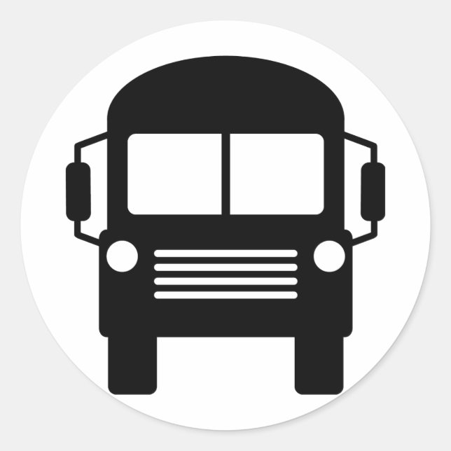 school bus sign classic round sticker (Front)