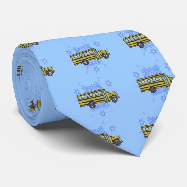 School Bus SnowFlake Tie (Rolled)
