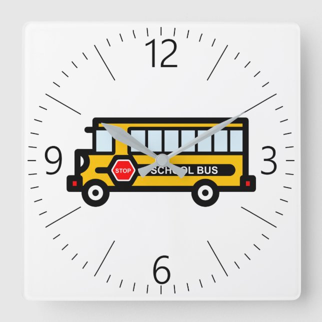 School bus square wall clock (Front)