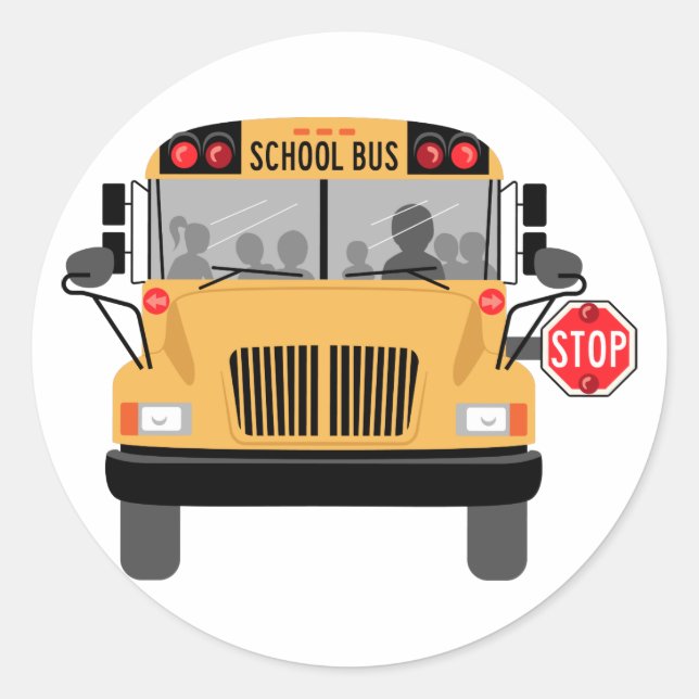 School Bus Stop Classic Round Sticker (Front)