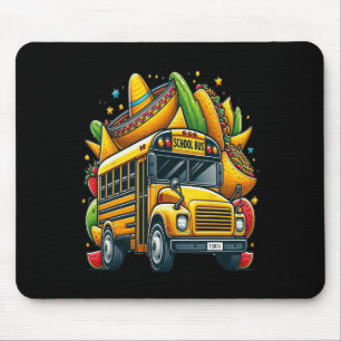 School Bus Tacos Kids Mens Womens Mexican Cinco De Mouse Pad